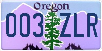 OR license plate 003ZLR