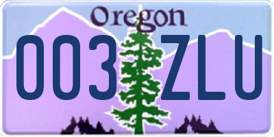 OR license plate 003ZLU
