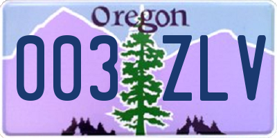 OR license plate 003ZLV