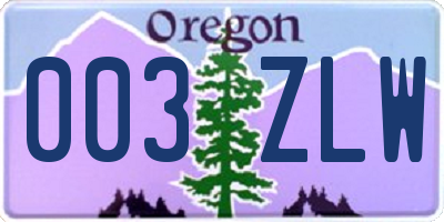 OR license plate 003ZLW