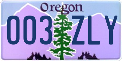 OR license plate 003ZLY