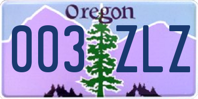 OR license plate 003ZLZ