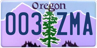OR license plate 003ZMA