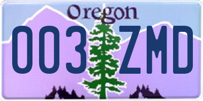 OR license plate 003ZMD