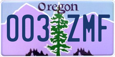 OR license plate 003ZMF