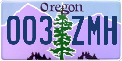 OR license plate 003ZMH