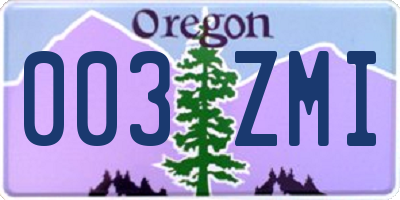 OR license plate 003ZMI