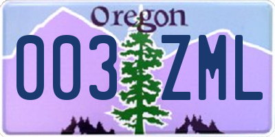OR license plate 003ZML