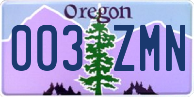 OR license plate 003ZMN