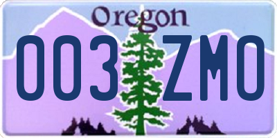 OR license plate 003ZMO