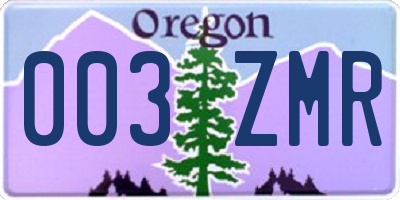 OR license plate 003ZMR