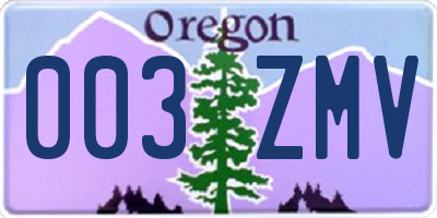 OR license plate 003ZMV