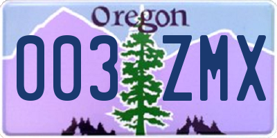 OR license plate 003ZMX