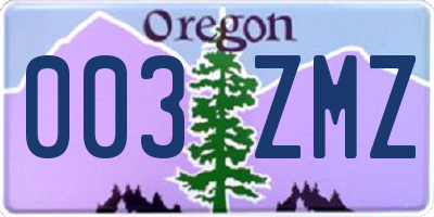 OR license plate 003ZMZ