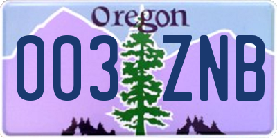 OR license plate 003ZNB