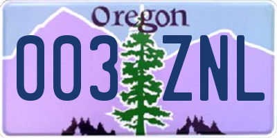 OR license plate 003ZNL