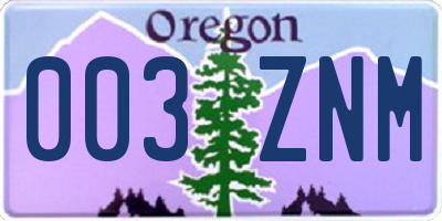 OR license plate 003ZNM