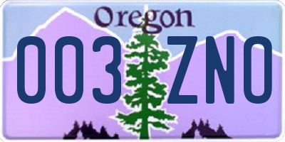 OR license plate 003ZNO