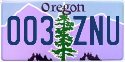 OR license plate 003ZNU
