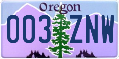 OR license plate 003ZNW
