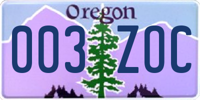 OR license plate 003ZOC