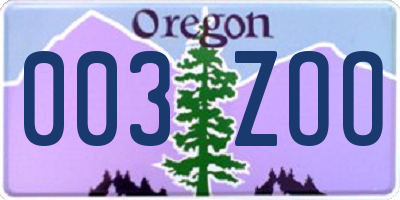 OR license plate 003ZOO