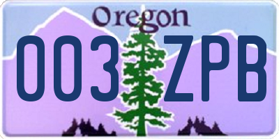 OR license plate 003ZPB