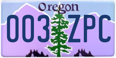 OR license plate 003ZPC