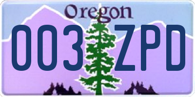 OR license plate 003ZPD