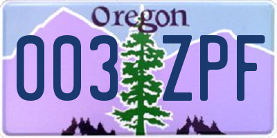 OR license plate 003ZPF