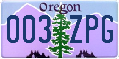 OR license plate 003ZPG