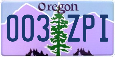 OR license plate 003ZPI