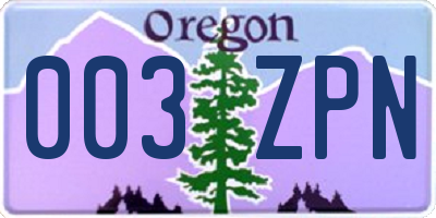 OR license plate 003ZPN