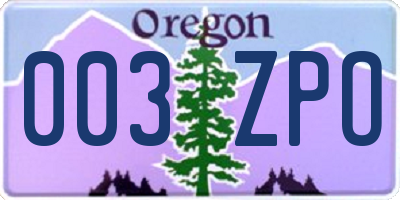 OR license plate 003ZPO