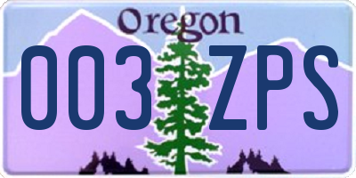 OR license plate 003ZPS