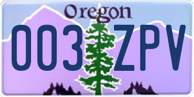 OR license plate 003ZPV