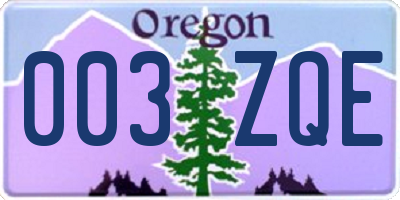 OR license plate 003ZQE