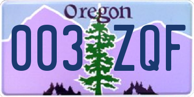 OR license plate 003ZQF