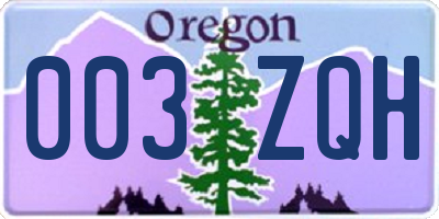OR license plate 003ZQH