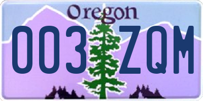 OR license plate 003ZQM