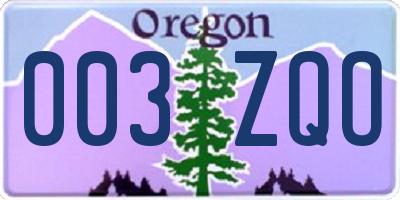 OR license plate 003ZQO