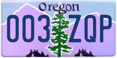 OR license plate 003ZQP