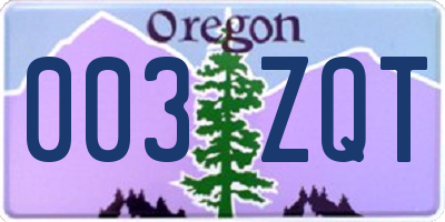 OR license plate 003ZQT