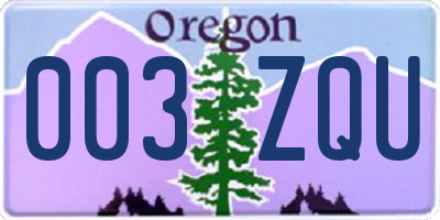 OR license plate 003ZQU