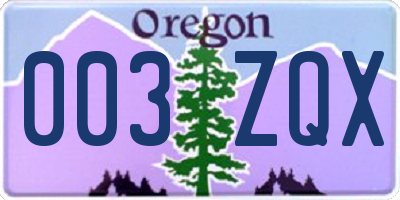OR license plate 003ZQX