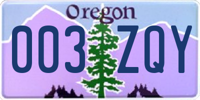 OR license plate 003ZQY