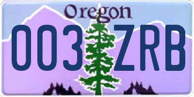 OR license plate 003ZRB