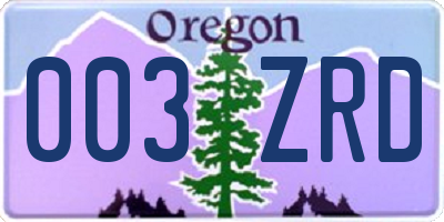 OR license plate 003ZRD