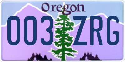 OR license plate 003ZRG