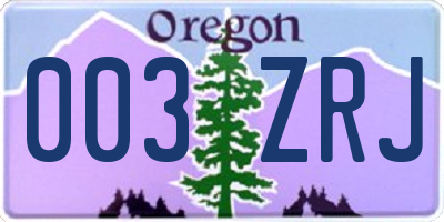 OR license plate 003ZRJ